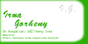 irma gorheny business card